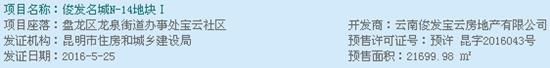 上周昆明僅1個項目領到預售證 上周昆明僅1個項目領到預售證