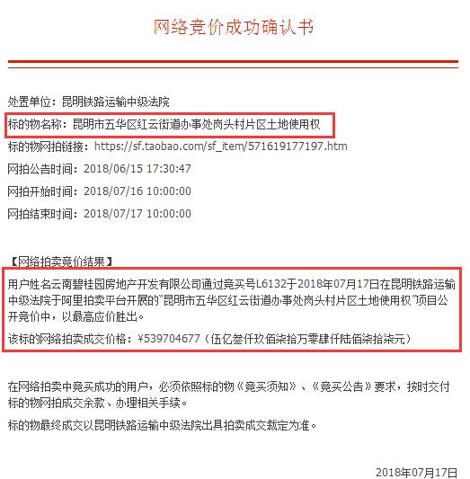 碧桂園崗頭村地塊成交確認書 碧桂園崗頭村地塊成交確認書