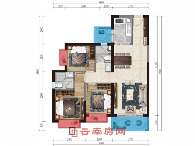 佳兆業城市廣場G-C1戶型-約111平米 佳兆業城市廣場G-C1戶型-約111平米