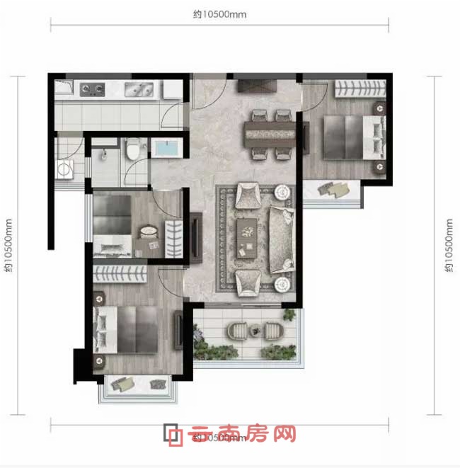 萬科大都會二期90平米3室2廳1廚1衛戶型圖 萬科大都會二期90平米3室2廳1廚1衛戶型圖