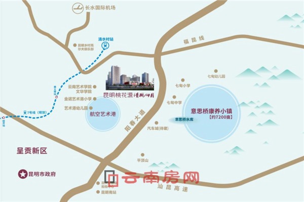 昆明桃花源·清風明月處在昆明桃花源產業大片區C位 昆明桃花源·清風明月處在昆明桃花源產業大片區C位