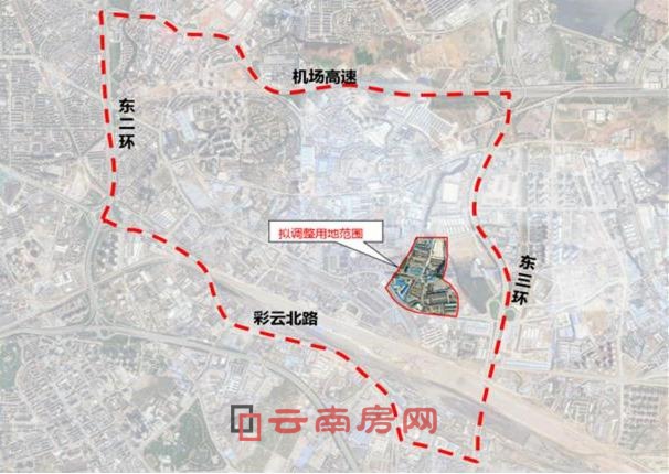 涼亭片區(qū)落地的2000床昆華醫(yī)院東院位置 涼亭片區(qū)落地的2000床昆華醫(yī)院東院位置