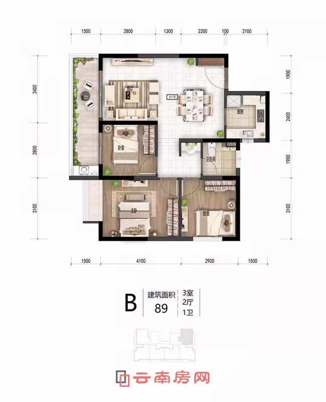 中南新城云樾B戶型圖 中南新城云樾B戶型圖