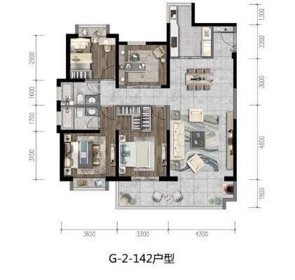 建面約142平米的戶型 建面約142平米的戶型