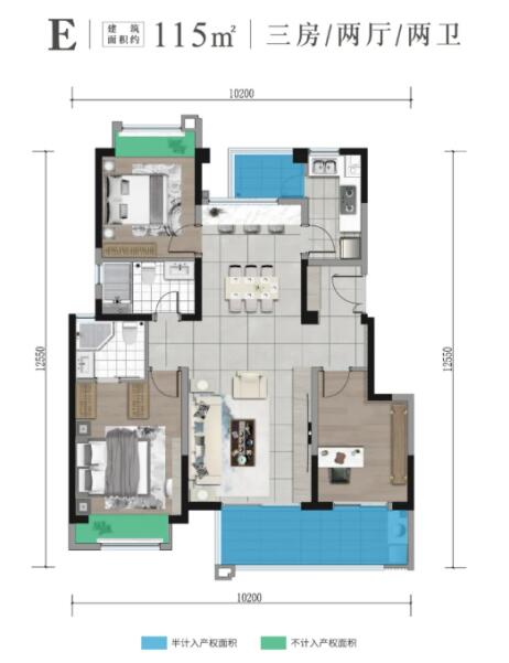 花樣年德商好未來洋房E戶型圖 花樣年德商好未來洋房E戶型圖