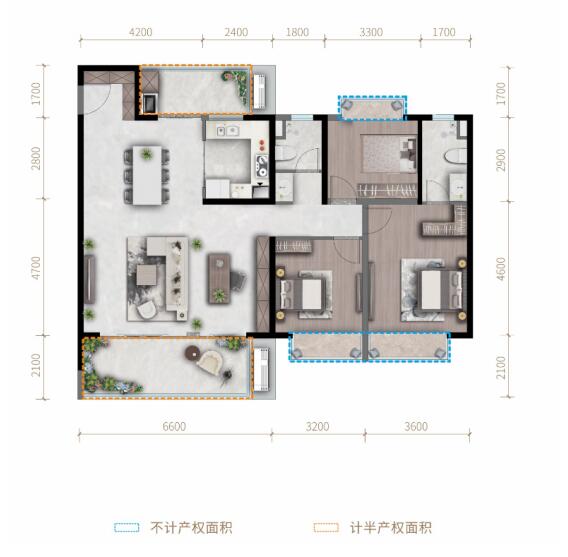 建面約143平米的C戶型 建面約143平米的C戶型