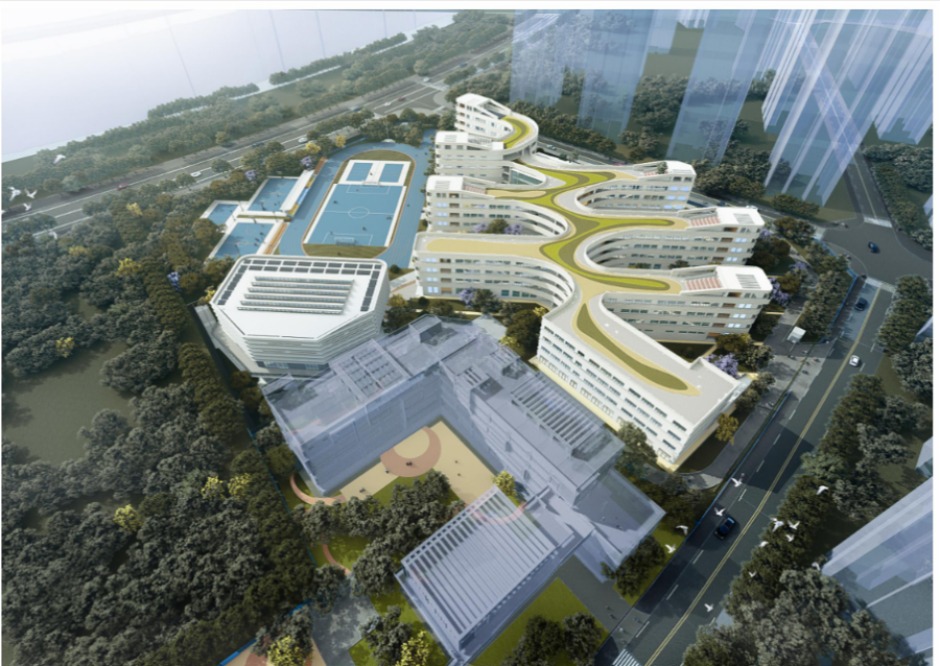 塔密36班小學規劃效果圖,西側是新螺螄灣 塔密36班小學規劃效果圖,西側是新螺螄灣