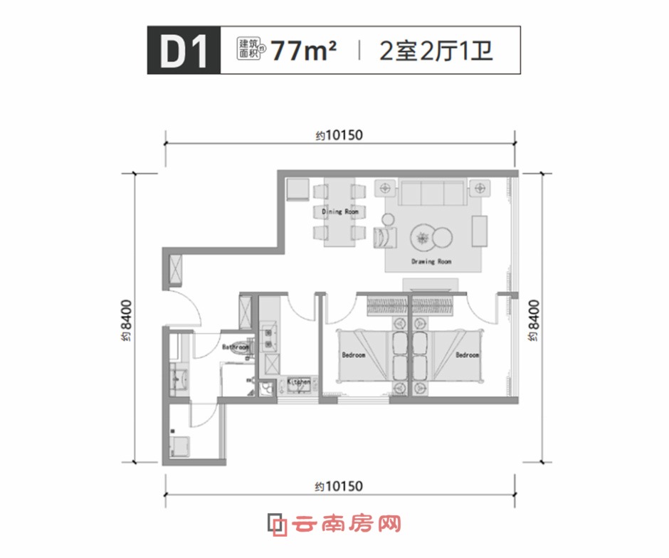 金地十一峯建面77平米戶型圖 金地十一峯建面77平米戶型圖