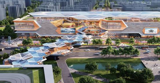 左岸奧萊效果圖,圖中明顯能看出有一座跨街天橋 左岸奧萊效果圖,圖中明顯能看出有一座跨街天橋