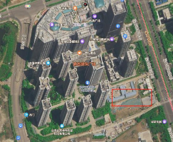 紅框內即滇池明珠廣場三期用地,將擬建為保租房