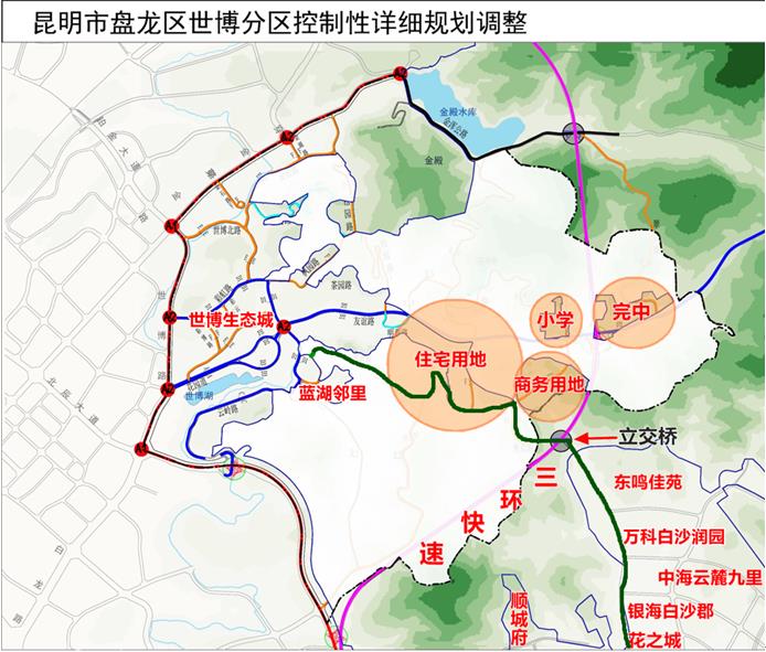 世博片區的開發越來越接近白沙河片區,圖中深綠色道路是連接兩大板塊的通道之一 世博片區的開發越來越接近白沙河片區,圖中深綠色道路是連接兩大板塊的通道之一