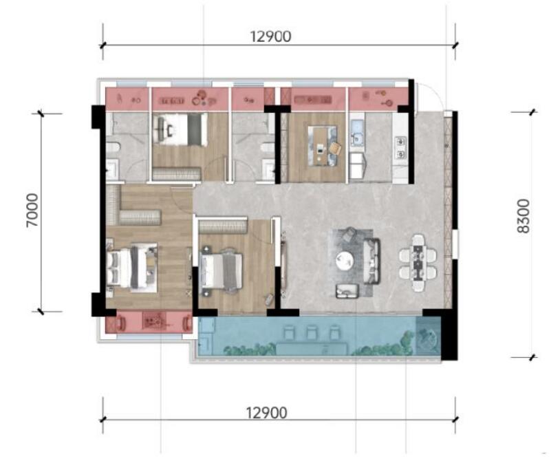 滇池瀾庭128平米四房戶型圖 滇池瀾庭128平米四房戶型圖