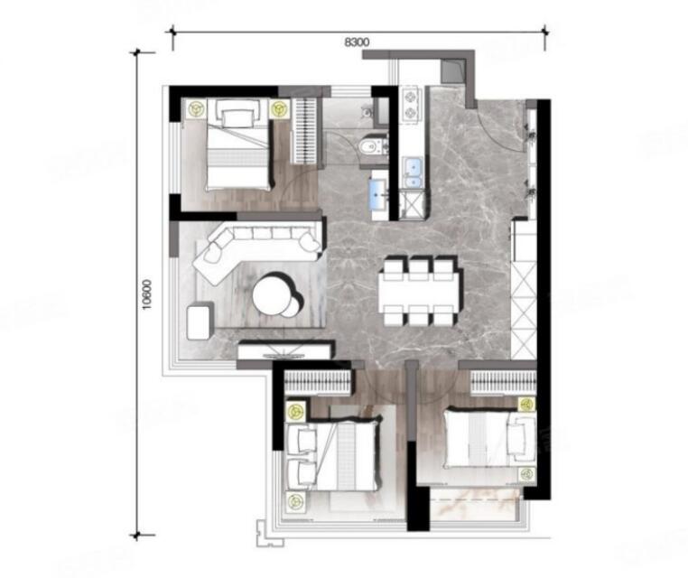 金瀾錦翠最小的80平米戶型也有三房 金瀾錦翠最小的80平米戶型也有三房