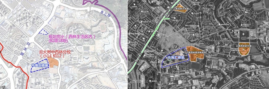 云附西林本部老校區(qū)及計劃擴建校區(qū)規(guī)劃示意 云附西林本部老校區(qū)及計劃擴建校區(qū)規(guī)劃示意