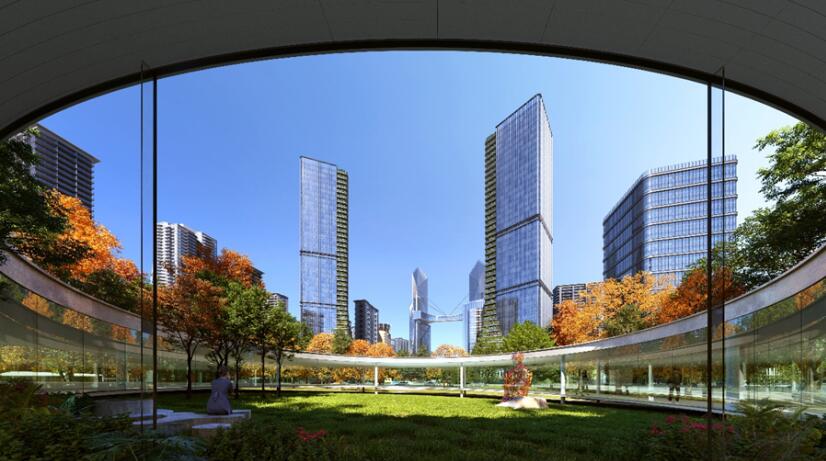 從站前廣場看空中廊道(圖源Benoy貝諾官微) 從站前廣場看空中廊道(圖源Benoy貝諾官微)