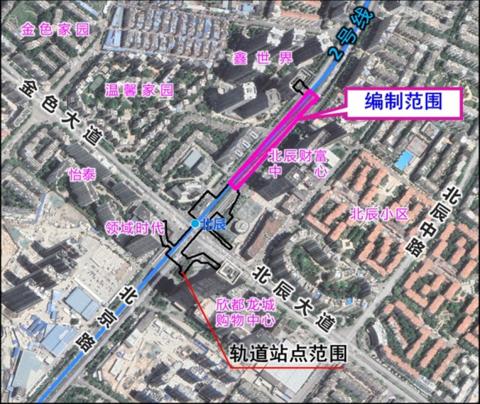2號線北辰站規劃的地下空間沿北京路展開 2號線北辰站規劃的地下空間沿北京路展開