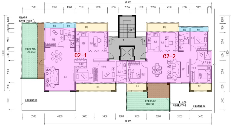 聯大書山偶數層戶型布局 聯大書山偶數層戶型布局