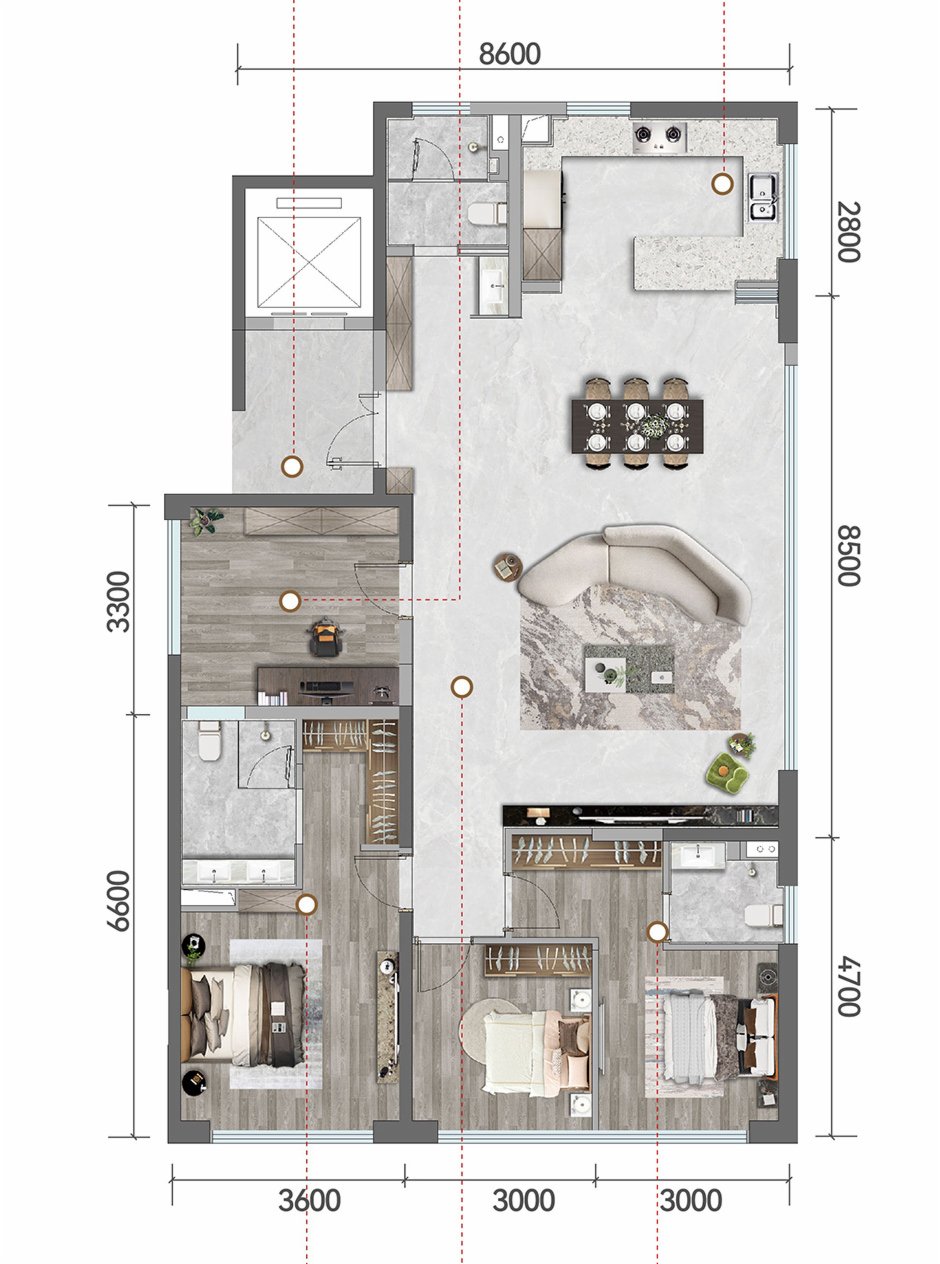 金川翠嶼在132平米的戶型中就做到雙套房三衛生間設計 金川翠嶼在132平米的戶型中就做到雙套房三衛生間設計