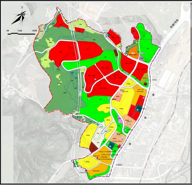 普坪片區用地規劃圖(紅色區域都是商業用地) 普坪片區用地規劃圖(紅色區域都是商業用地)