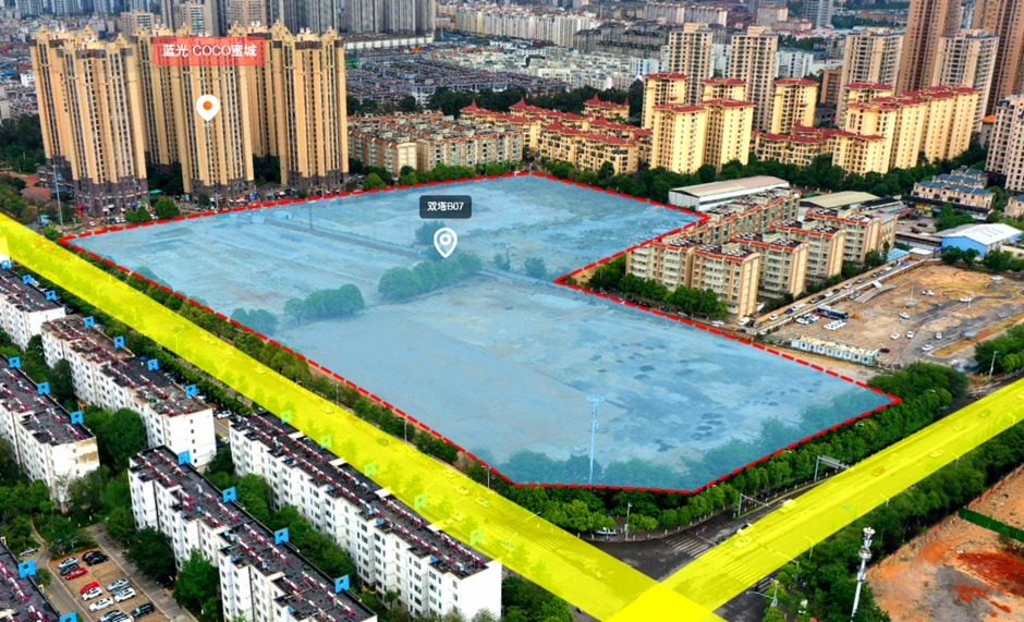 位于大商匯東側的KCXS2021-16地塊(藍色區域) 圖源:昆明看地云 位于大商匯東側的KCXS2021-16地塊(藍色區域) 圖源:昆明看地云