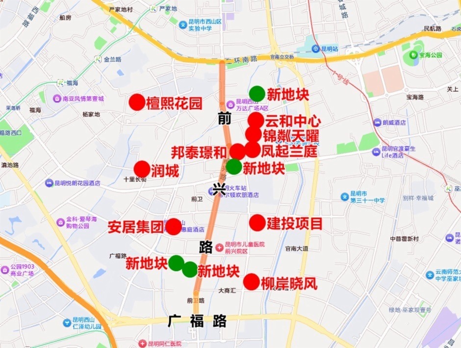 前興路板塊樓盤分布 前興路板塊樓盤分布